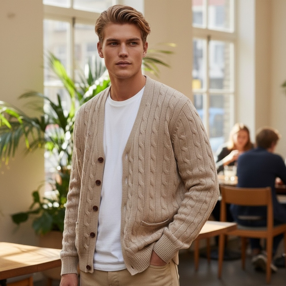 Ralph Lauren Beige Cable Knit Cardigan